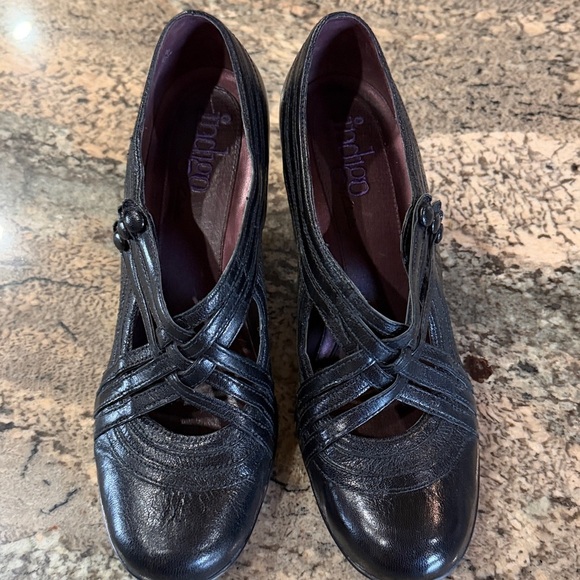 Indigo Black Leather Heels - Picture 2 of 8